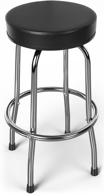 Swivel Bar Stool with Footrest, Padded Seat
