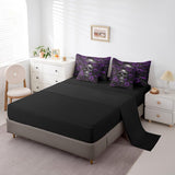 Erosebridal Sugar Skull 7 Pcs Comforter Set Queen,Purple Rose Floral Bedding Set for Kids Boys Girls Teens