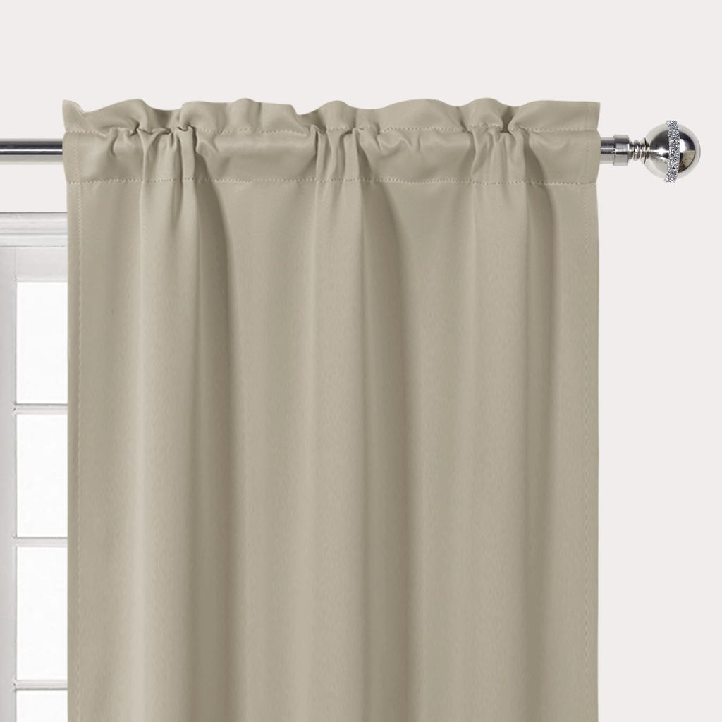 Taupe Valance for Kitchen Window Solid Rod Pocket Blackout Valance Curtains 52x14 inch Long, 1 Panel