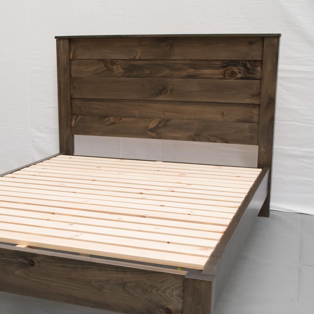 Rustic Farmhouse Platform Bed w Headboard - Traditional Platform Frame/Wood Platform Reclaimed