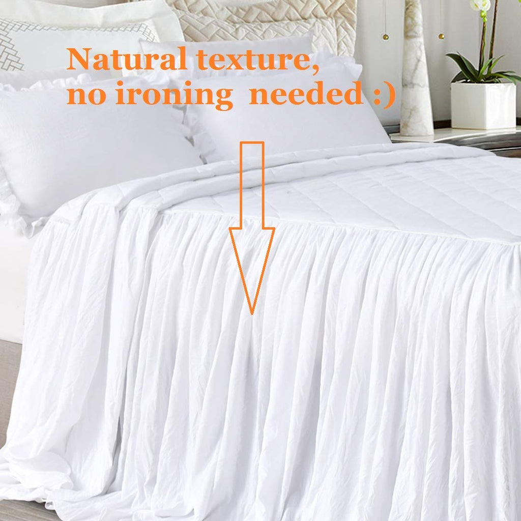Ruffle Skirt Bedspread French Country Bedspread White 3 Piece Set