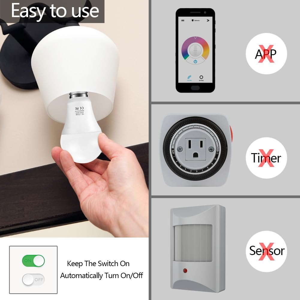 Sensor Lights Bulb Dusk to Dawn LED Light Bulbs Smart Lighting Lamp 7W E26/E27 Automatic On/Off, Indoor/Outdoor Yard