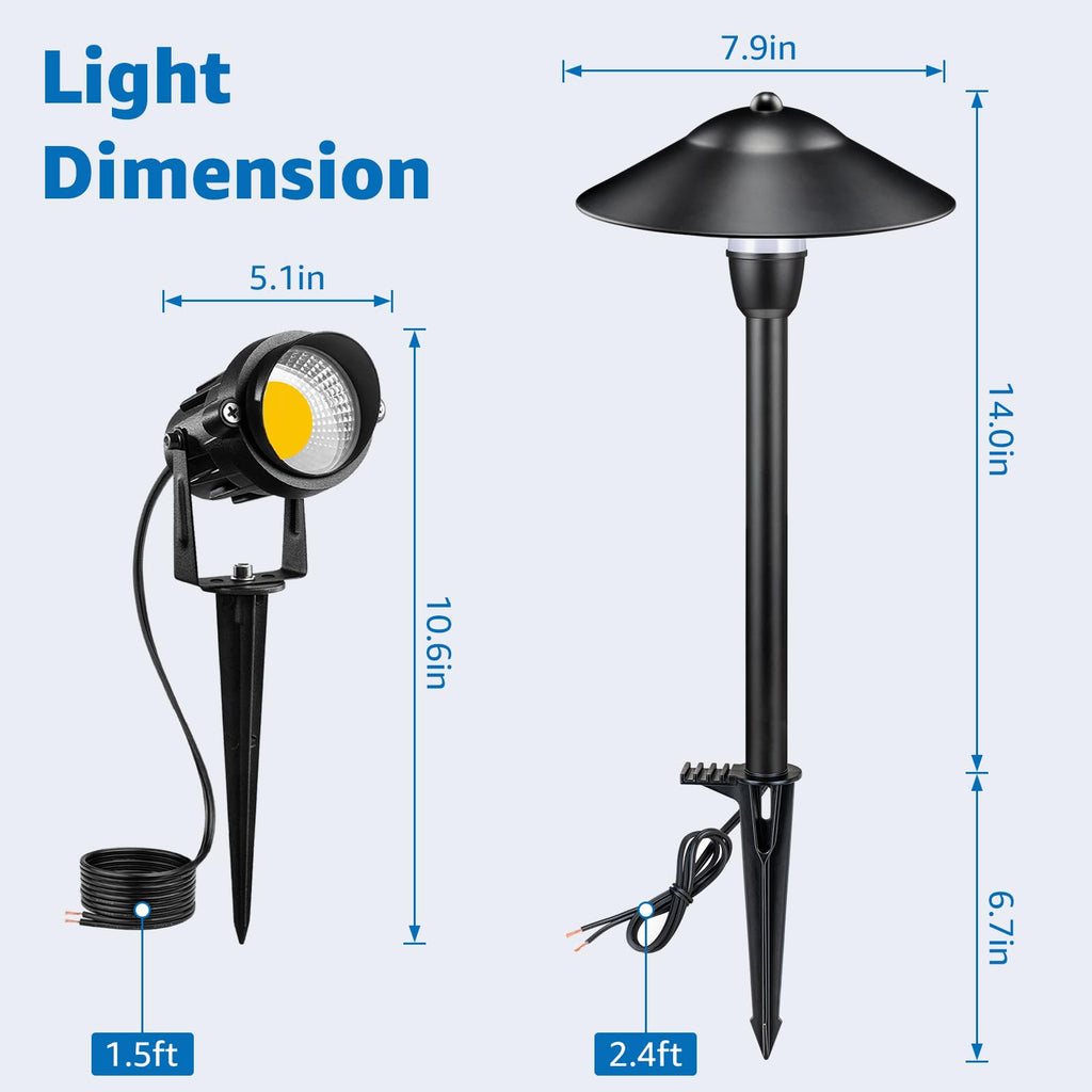 LED Low Voltage Landscape Lighting Kit with Transformer, 10 PCS
