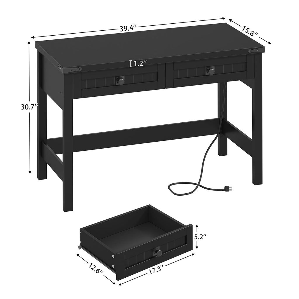39 Inch Farmhouse Small Computer Desk with Drawers