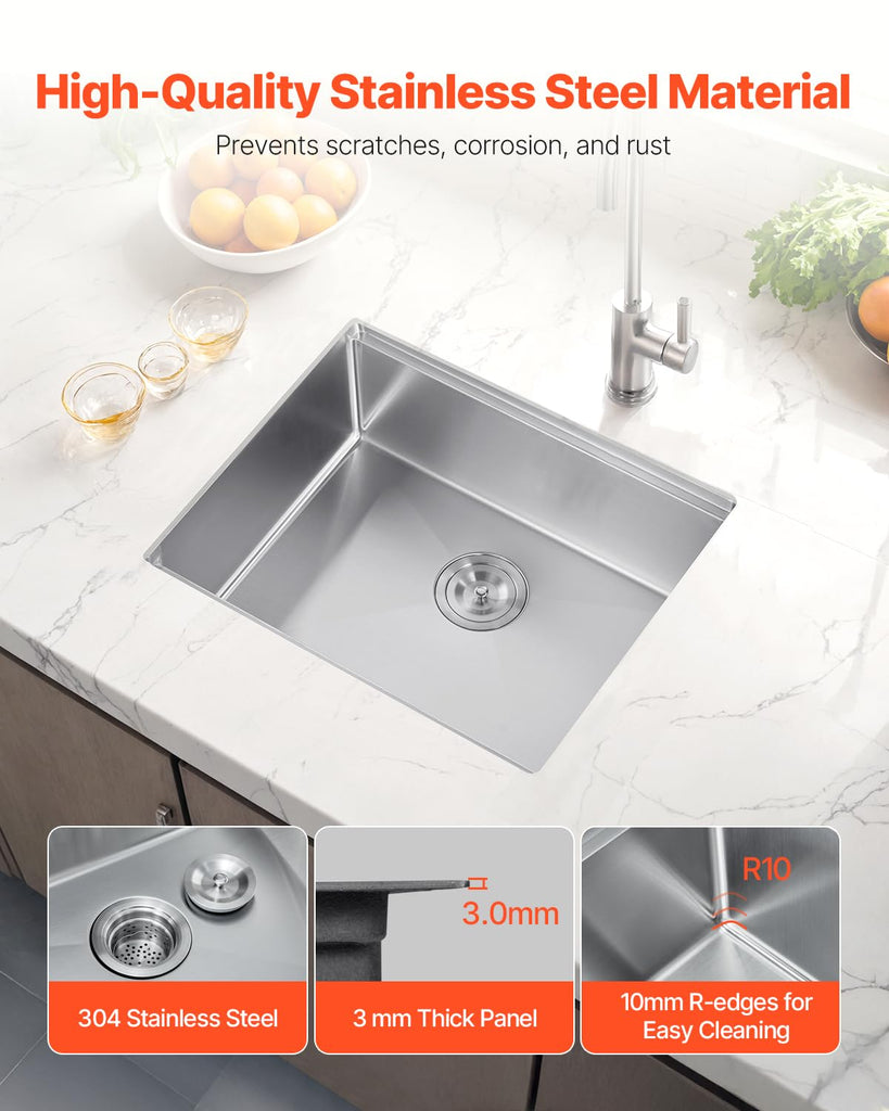 23 inches Workstation, Stainless Steel Undermount Sink
