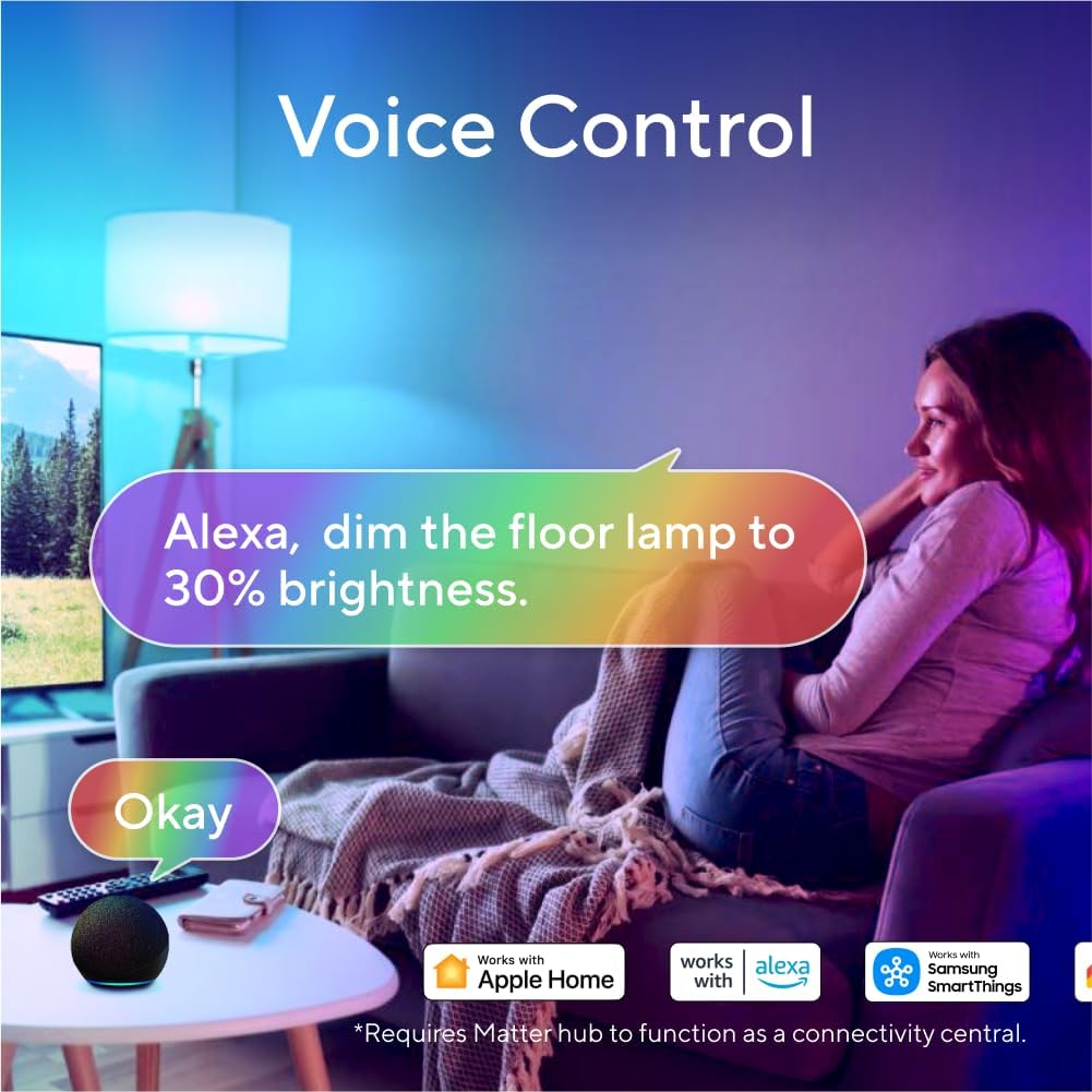 A19 Smart Light Bulbs, 1100 Lumen, 90+CRI Matter & Bluetooth, 4 Pack