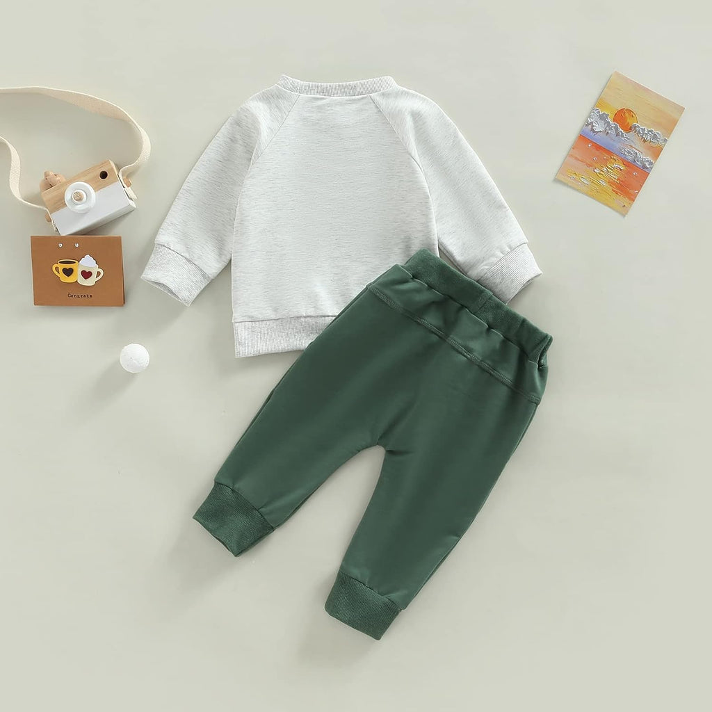 Toddler Baby Boy Fall Outfit Crewneck Long Sleeve Sweatshirt Tops Elastic Pants Jogger Cute Newborn Clolthes Set