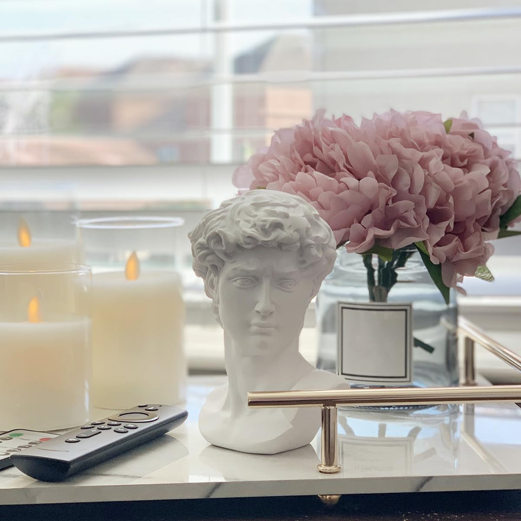 11.8 Inch Classic Greek Michelangelo David Bust Statue Replica Sculpture Figurine for Artist