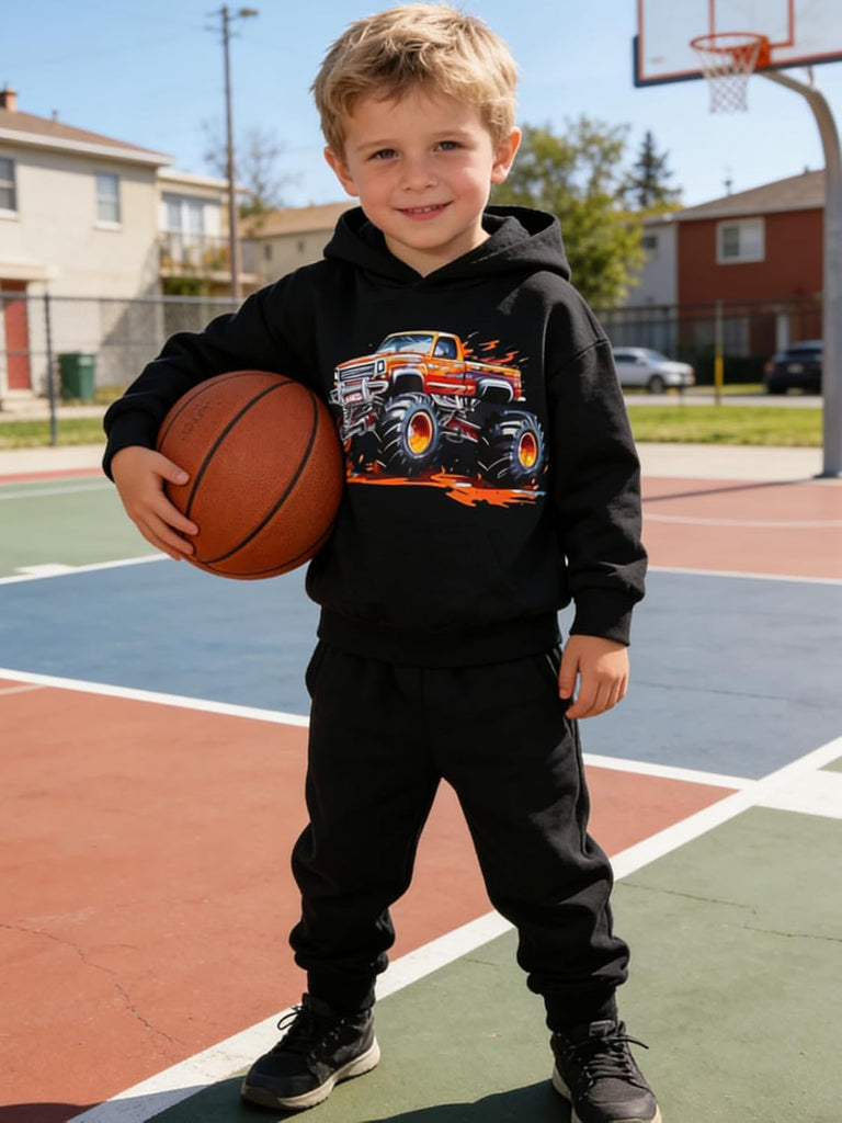 Toddler Boys' Dinosaur & Truck Print Pullover Hoodie and Sweatpants Set