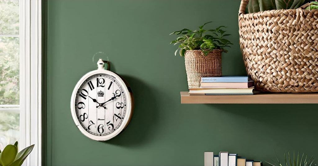 Oval Wall Clock Metal 16 inch Large Battery Operated Retro Wall Clock Old-Fashioned Antique Design Rustic Vintage