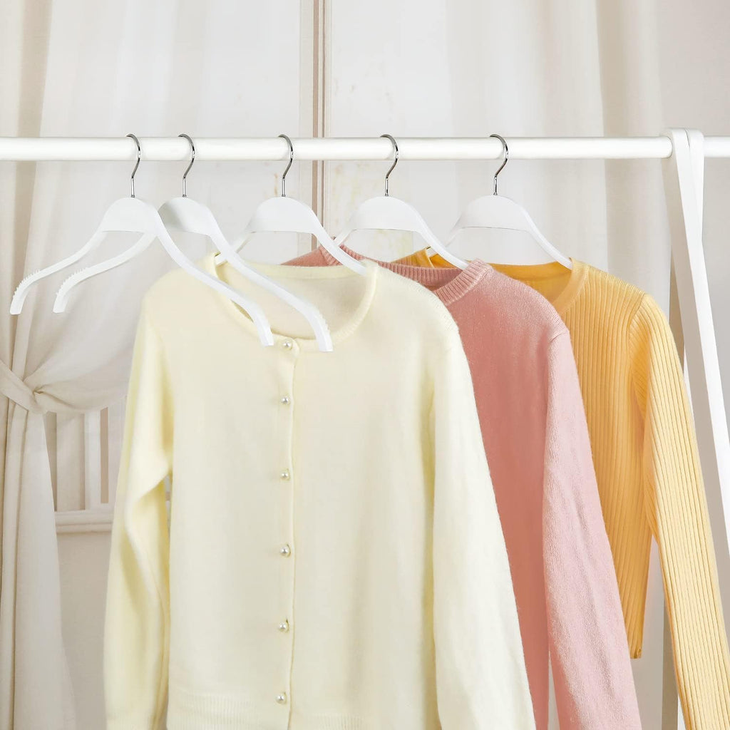 Slim Wooden Hangers with Extra Soft Non-Slip Rubber Grips, 30-Pack High-Grade Fashion Hanger No Shoulder Bump for