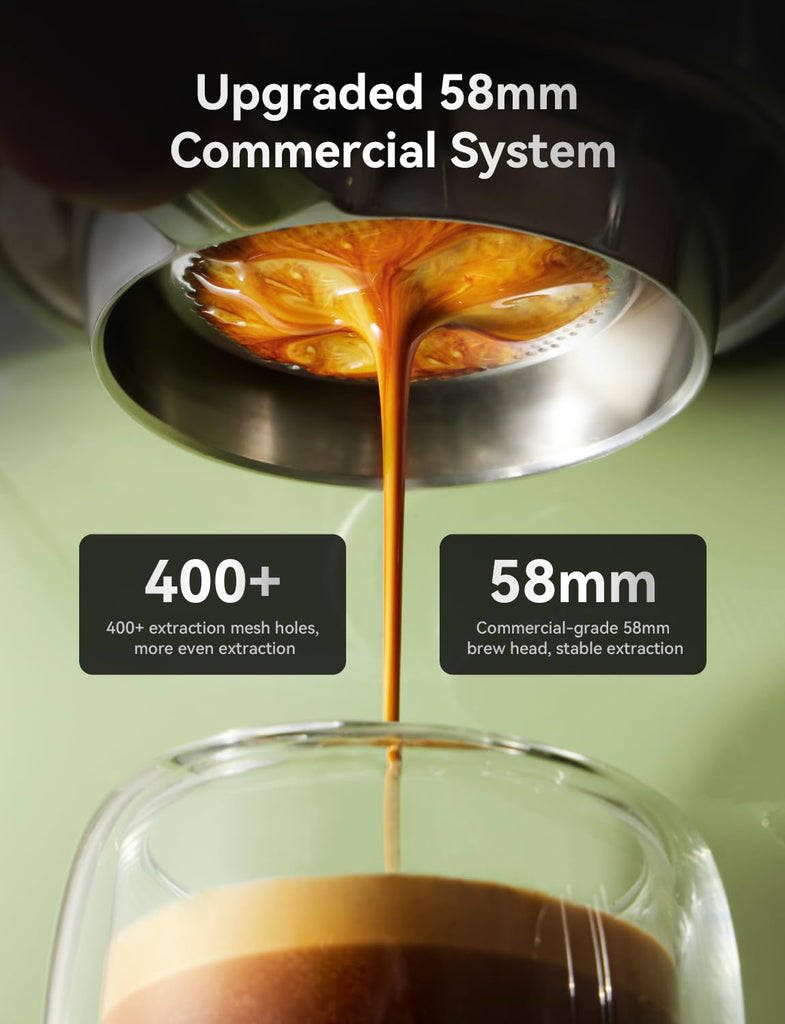 Professional Retro Espresso Machine with 58mm Portafilter, Green