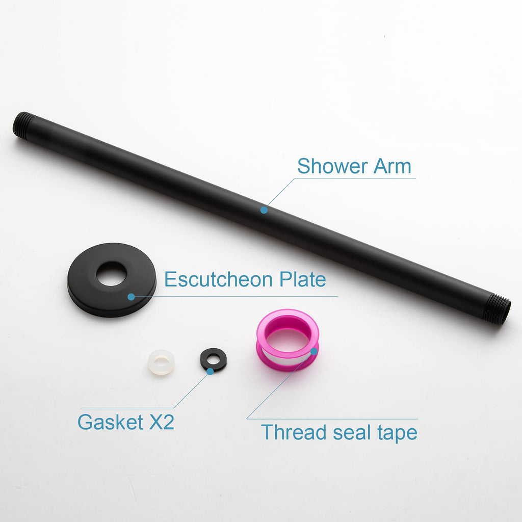 Shower Arm with Flange, 16 in Ceiling Mount Replacement Rain Shower Head Straight Arm Ceiling-Mounted For Fixed