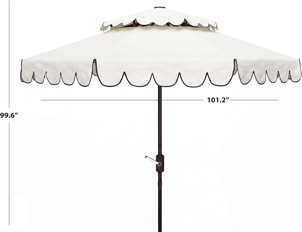 9ft Round Double-Top Patio Umbrella with Crank Lift & UV Protection - White/Black