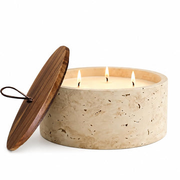 3-Wick 21oz Large Scented Candle-Vanilla & Cinnamon & Milk, Soy Coconut Wax Blend Candle with Acacia Wood Lid, 45-Hour