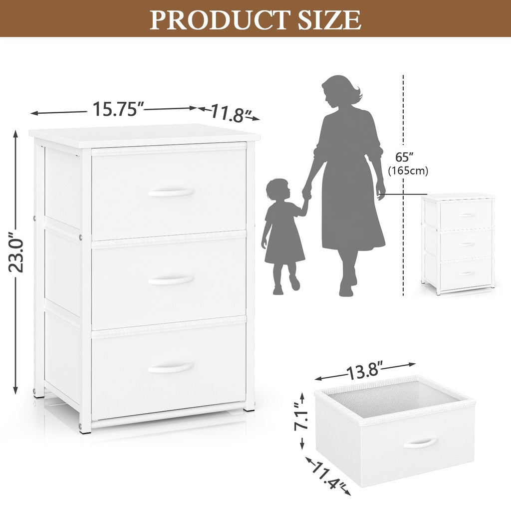 2-Pack Stackable Storage Drawers (6 Drawers Total), White Closet Drawers Organizer for Clothes with Wooden Top &