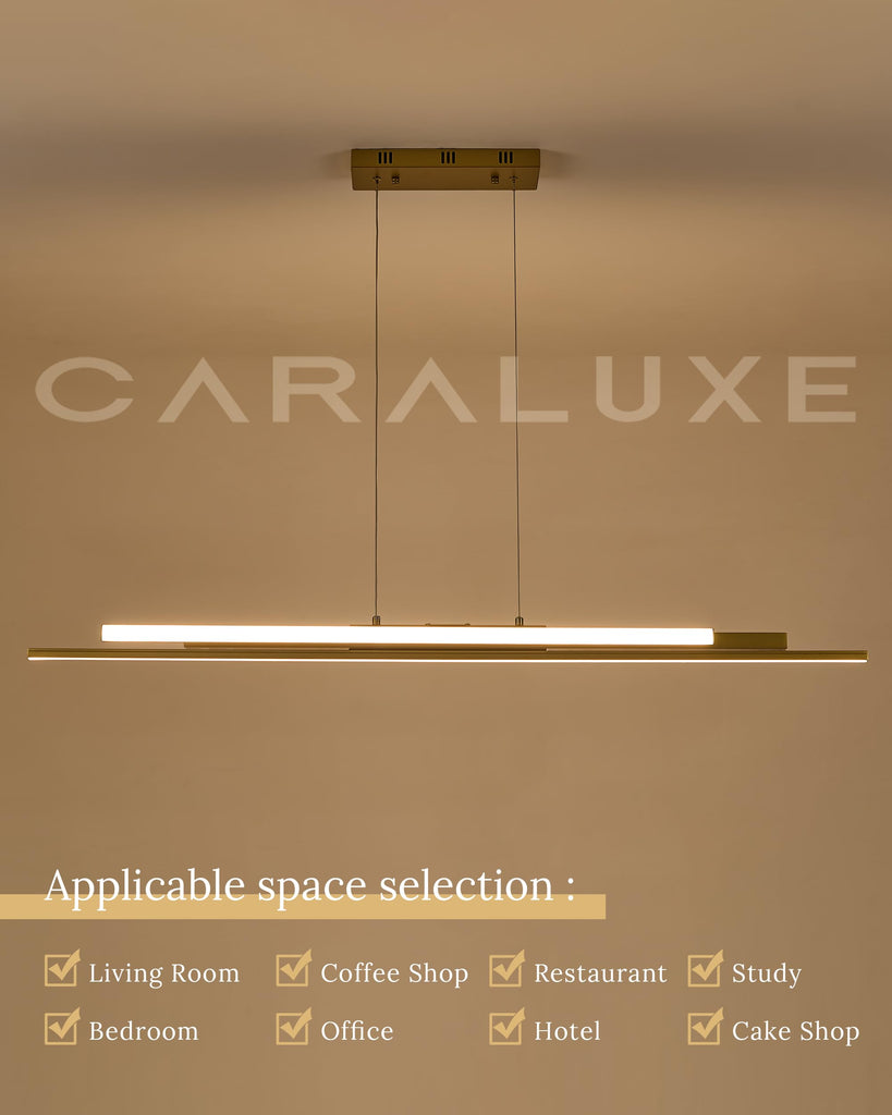 3 LED Linear Pendant Light 52 inch Gold Island Light Dimmable