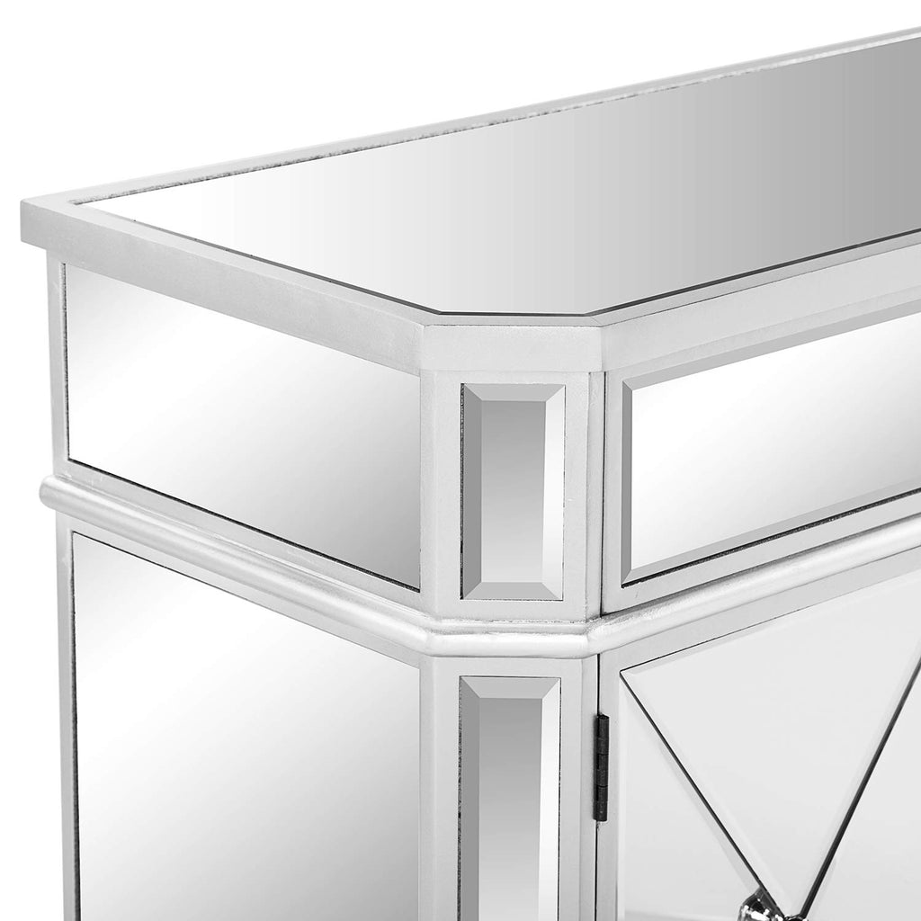 Mirrored Cabinet, Mirrored Nightstand, Mirrored Dresser Accent Chest, Large Mirror Nightstand with 1 Drawer and Two