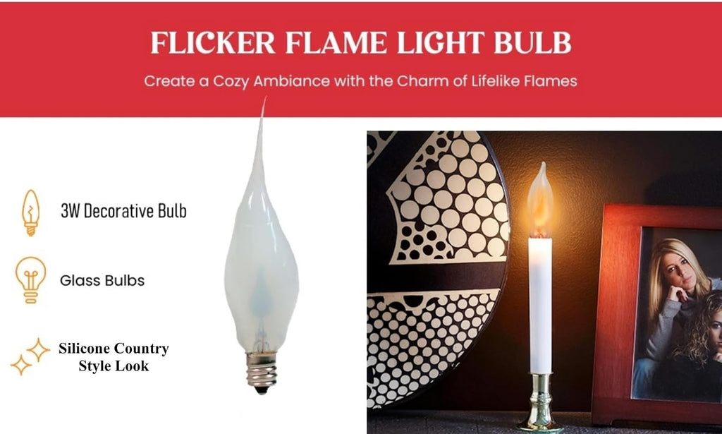 Silicone Dipped Flickering Flame Bulb, Country Style, Electric Candle Lamp Chandelier Light Bulbs, 3 Watt