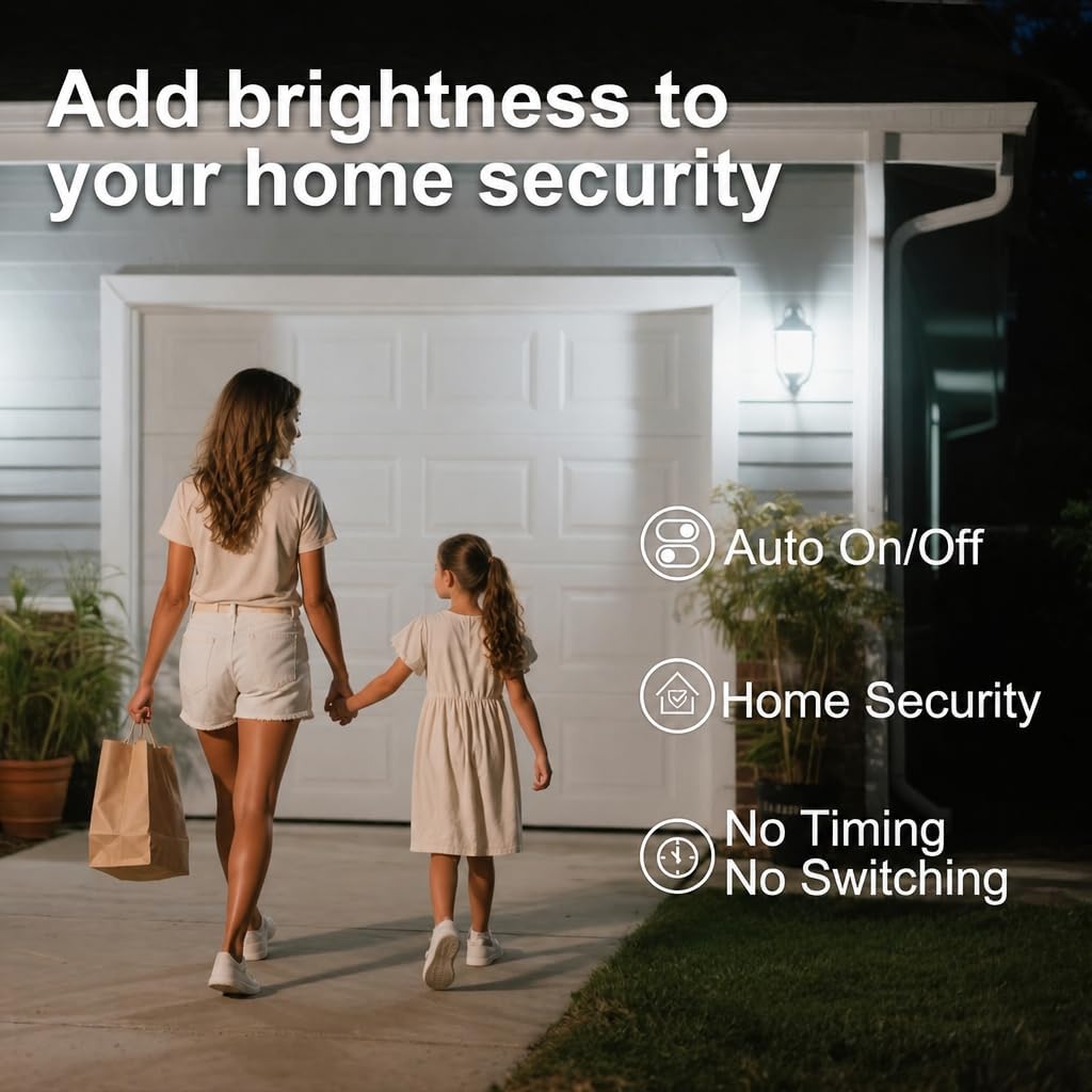 Outdoor Dusk to Dawn Sensor LED Light Bulbs,60W Daylight Porch Outside
