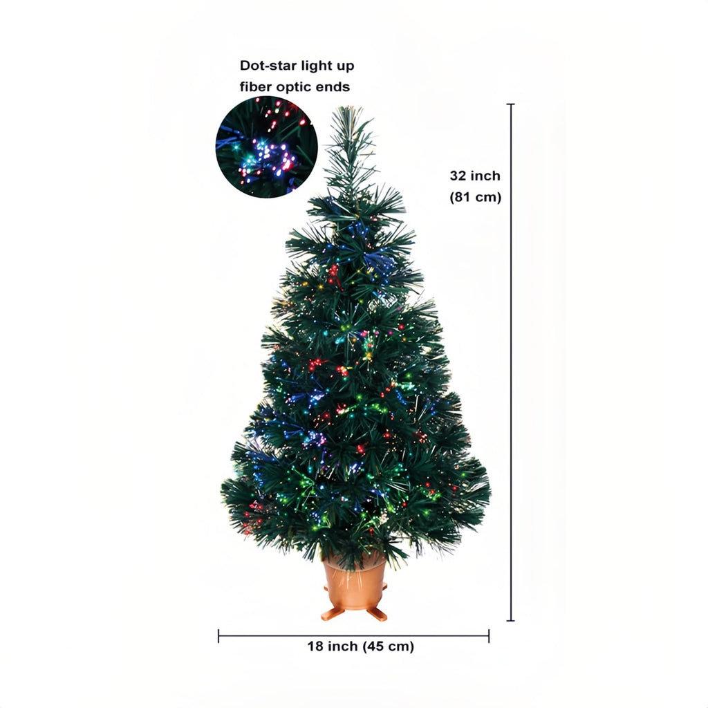 32 in Green Fiber Optic Tabletop Christmas Tree, Color Changing