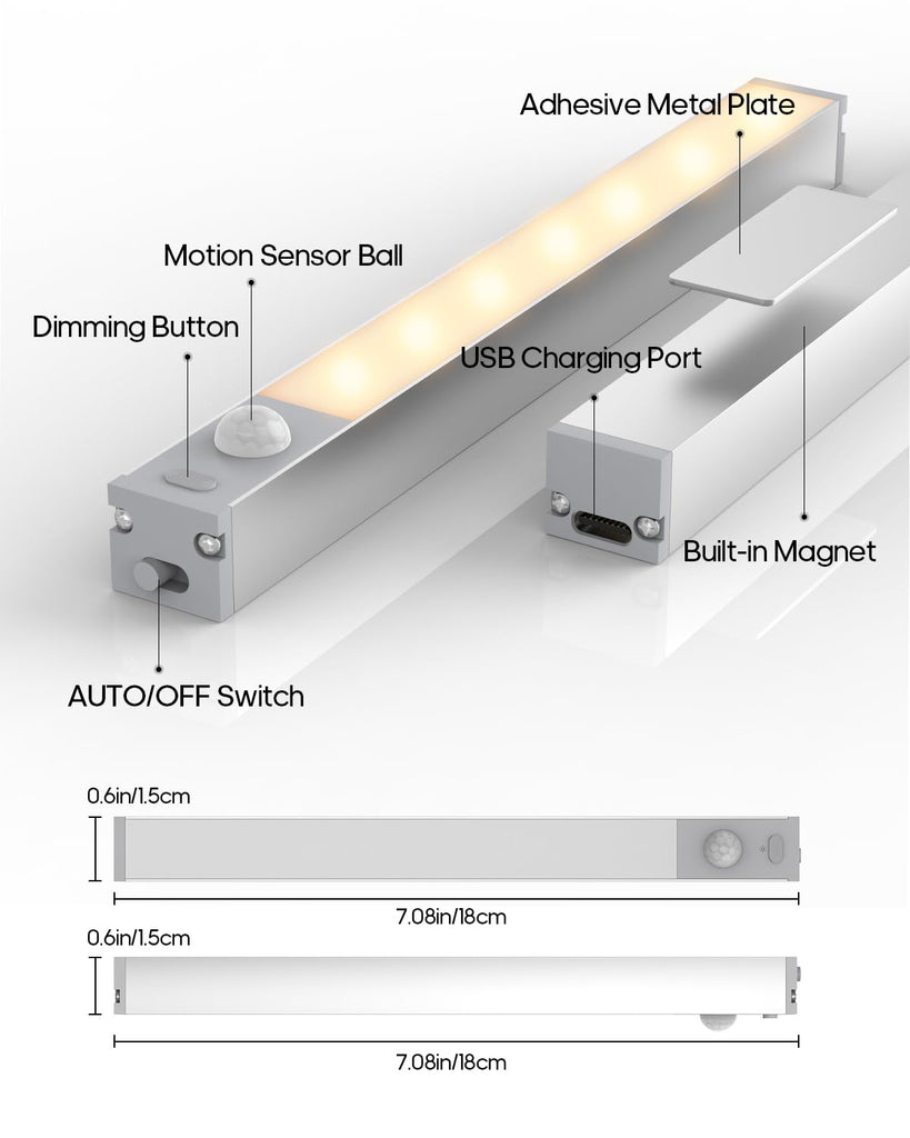 7" Under Cabinet Lighting with Charging Station, 6 Pack