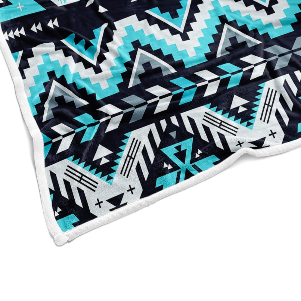 Southwestern Throw Blankets, Tribal Aztec Soft Cozy Flannel American Native Ethnic Geometric Mexican Western Boho