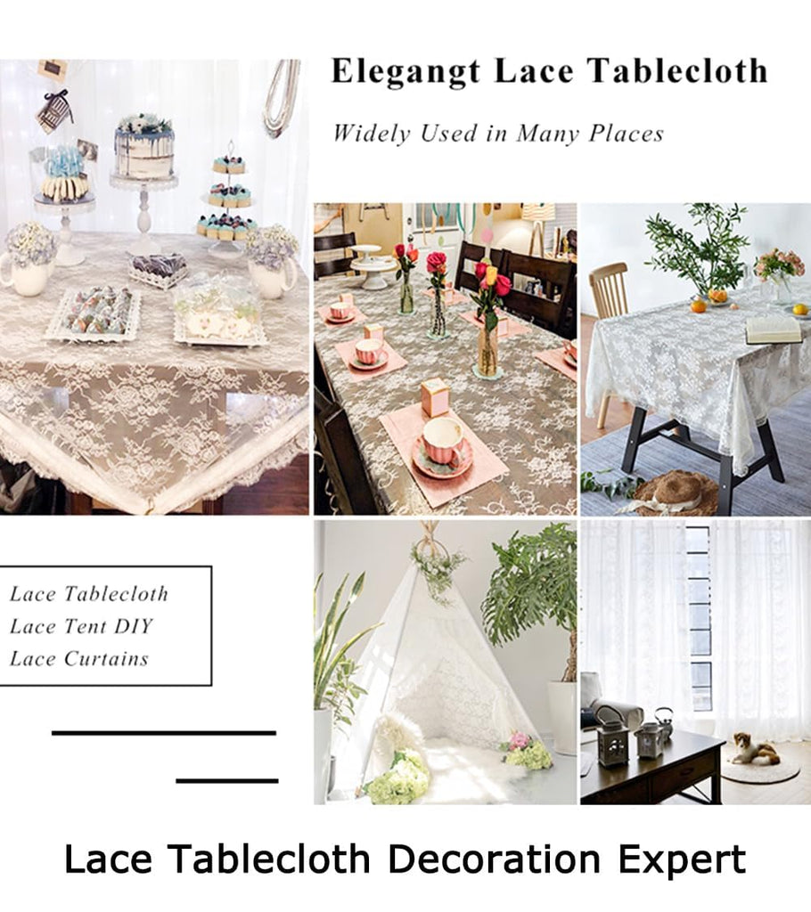 White Lace Tablecloth Rectangle 2 Pack Wedding Vintage Floral