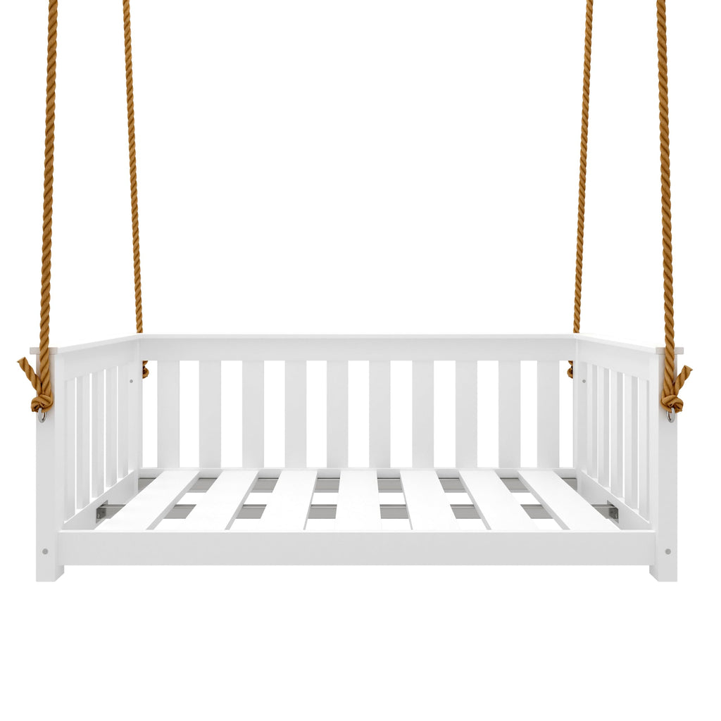 Beckett Heavy Duty Poly Daybed Swing in White, Crib Size - Composite HDPE Porch Swing Bed Made from Recycled Plastic