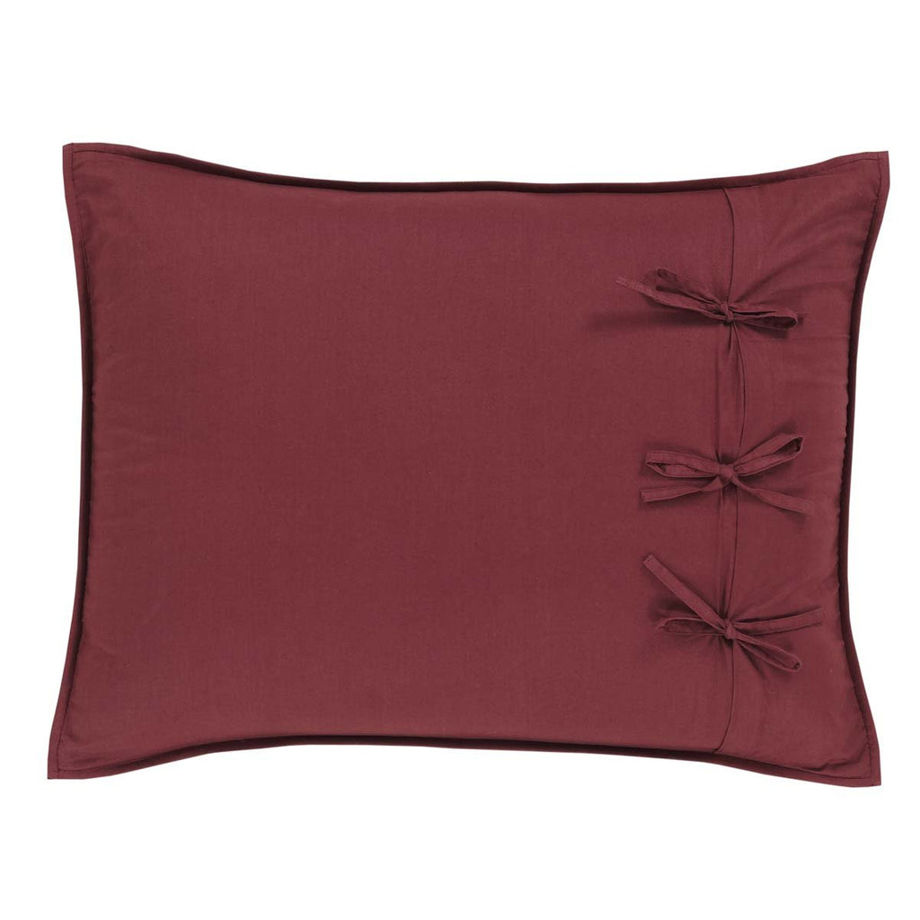 Ninepatch Star Hand Quilted Bedroom Decor, Standard Sham, Red, 21x27