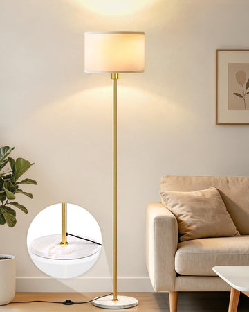 63" Gold Floor Lamp, Standing Lamp with Marble Base