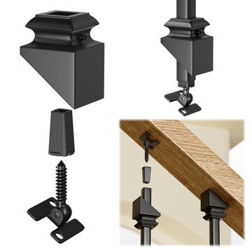 10-Pack Baluster Connectors with Angled Shoes Adjustable Height and Angle Connectors for 1/2'' Square Balusters for