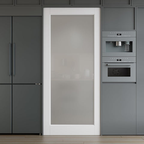 30 x 80 Interior Door Slab, Glass Door, Closet Door with Frosted Glass, Pantry Doors Solid Core 1 Panel Prebuilt Panel