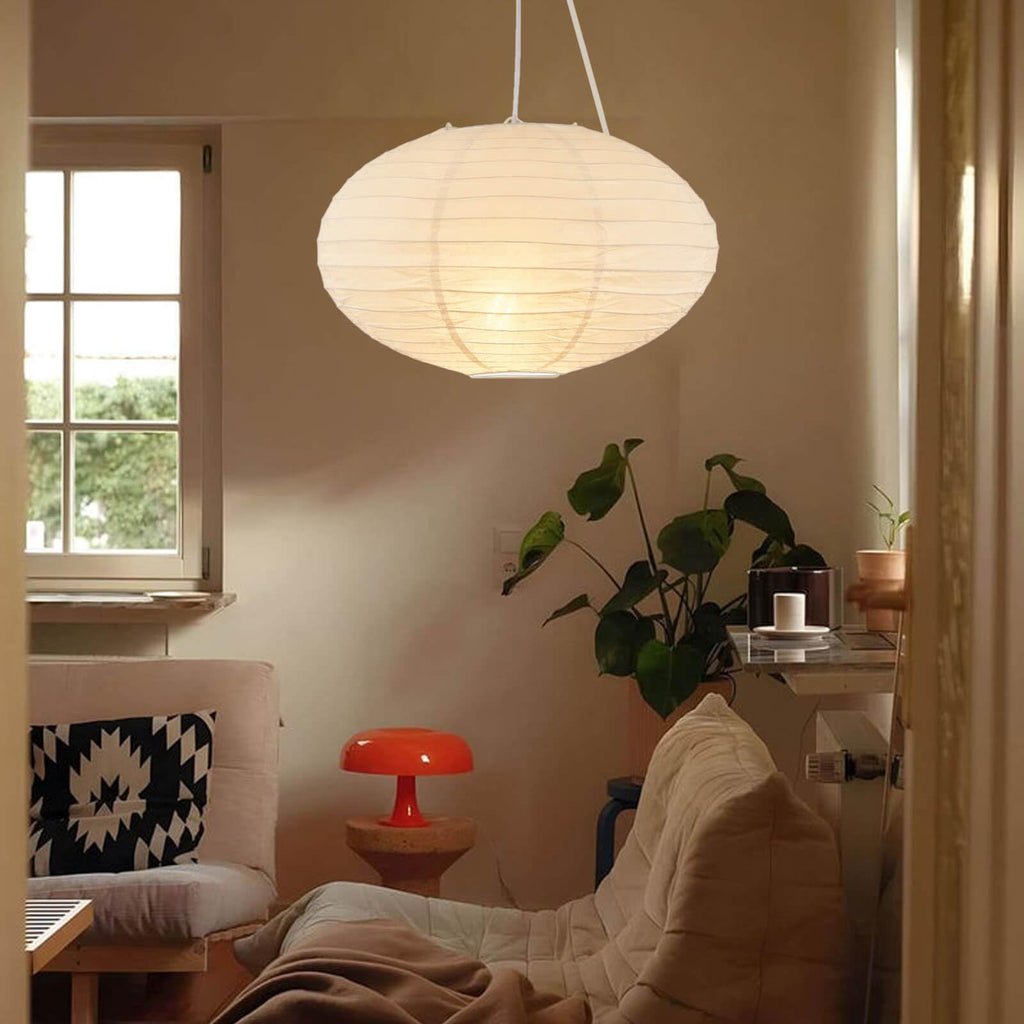 16 Inch Oval Plug in Hanging Paper Lantern Lights with Cord