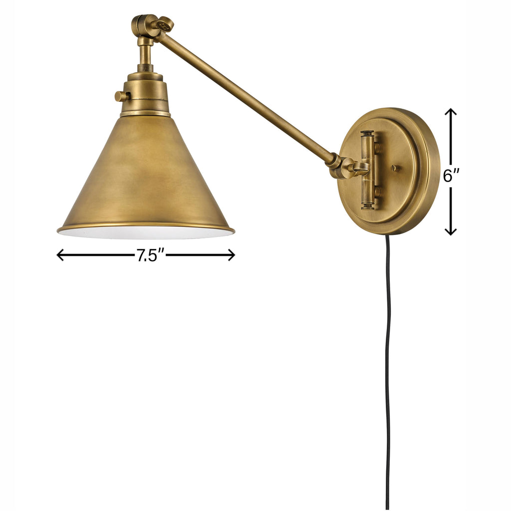 Arti Medium Swing Arm Single Light Wall Sconce, Heritage Brass