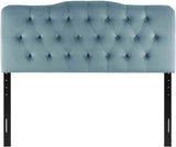 Annabel Diamond Tufted Performance Velvet King Headboard in Light Blue