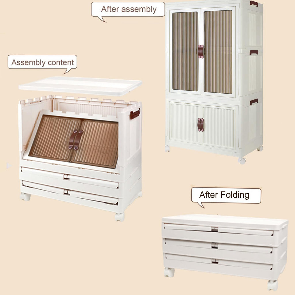 Portable Wardrobe Closet Storage Organizer for Clothes, Folding Storage Bins with Lid, Stackable Storage Box with