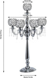 5 Arms 29.5in Tall Floor Candelabra Centerpieces Silver Crystal Candlestick Holders Crystal Chandelier Candle Holder