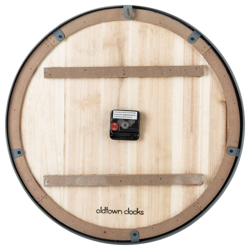 Farmhouse Metal & Solid Wood Noiseless Wall Clock (Whitewash, 18-inch)