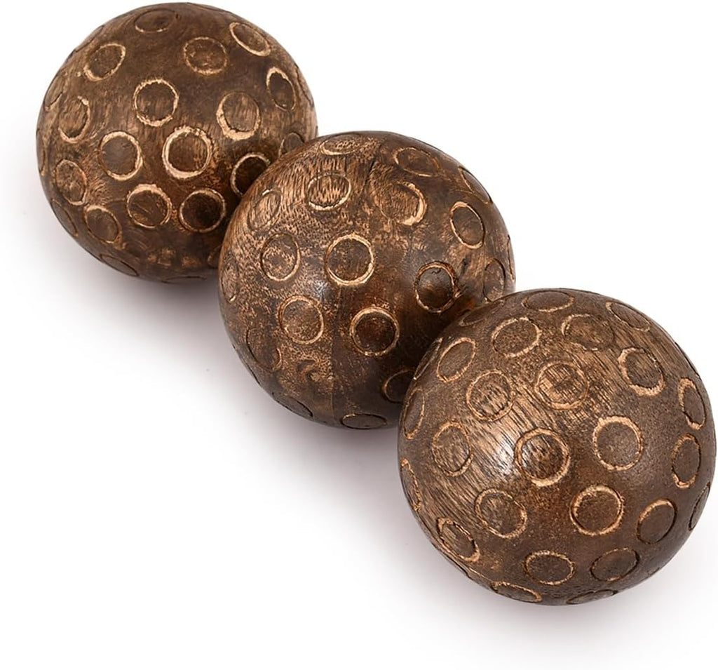 Decorative Balls Mango Wood Round Balls Individual Use Ideal for Use in Living, Dining Room Home Décor (3" - Set of 3