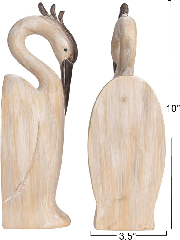 Resin Heron Bookends, Cream