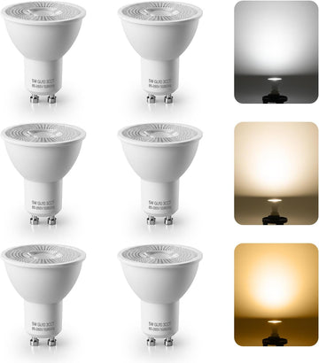 6 Pack GU10 LED Light Bulbs 5W, 3000K/4000K/6000K LED Light Bulb