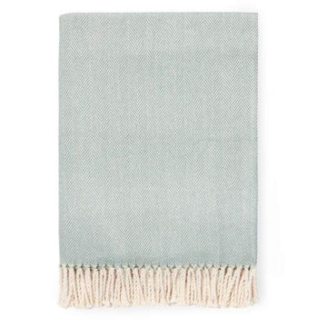 Celine Herringbone, 100% Cotton Throw Blanket - Slate Blue