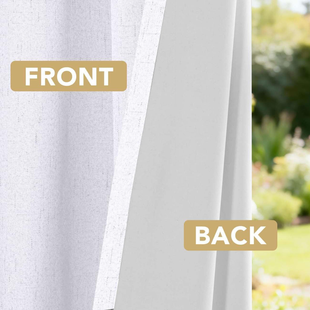 100% Blackout Curtains (Set of 2 Panels) 63 Inches Long Grommet Linen Face Full Light Blocking Curtain Drapes Thermal Insulated Linen