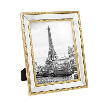 Jacobs 8x10 Gold Mirror Bead Picture Frame - Classic Mirrored Frame with Dotted Border Made for Wall Display