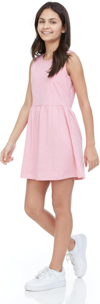 Pack Girls' Dresses, Kids Casual Fit and Flare Sleeveless Summer Dress & School Outfit, 100% Cotton
