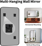 Black Framed Bathroom Mirror - 30x60 Inch Shatterproof Tempered Glass Vanity Mirror Sink, Wall Mounted with Matte
