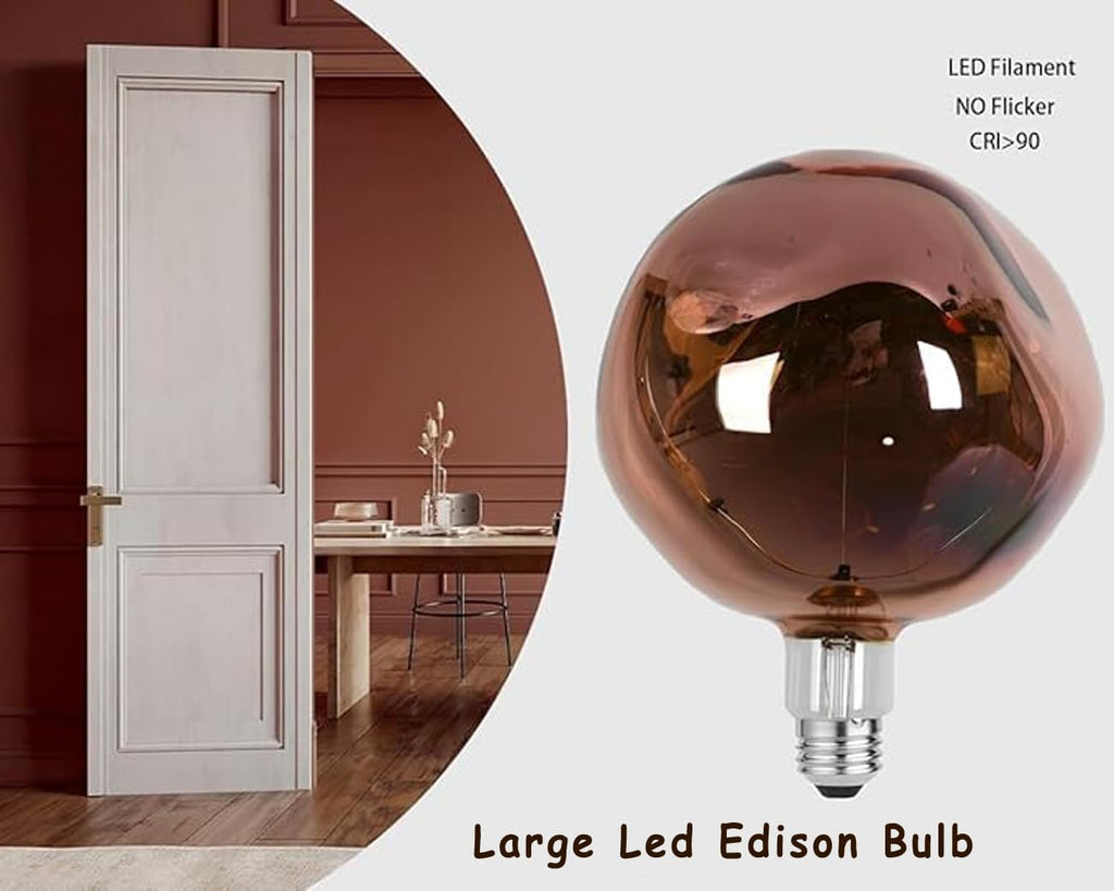 G150 Oversized Large LED Edison Bulbs,6W Warm Copper Glass
