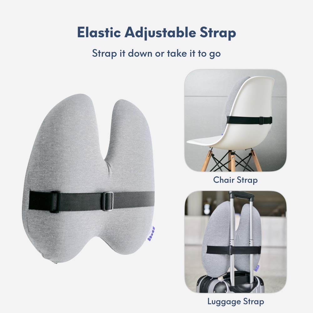Extra Dense Lumbar Pillow - Patented Ergonomic Multi-Region Firm Back Support for Lower Back Pain Relief - Lumbar