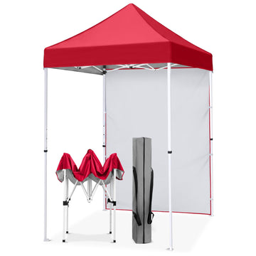 5x5 Pop Up Canopy Tent with 1 Removable Sidewall, Red